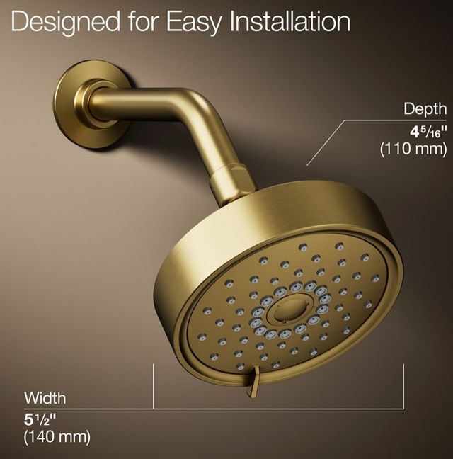 KOHLER® Purist® Vibrant Brushed Moderne Brass 1.75 GPM 3-Function Showerhead-3