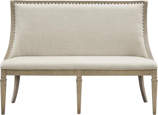 Magnussen Home® Lancaster Dovetail Grey Bench with Upholstered Seat and Back-1