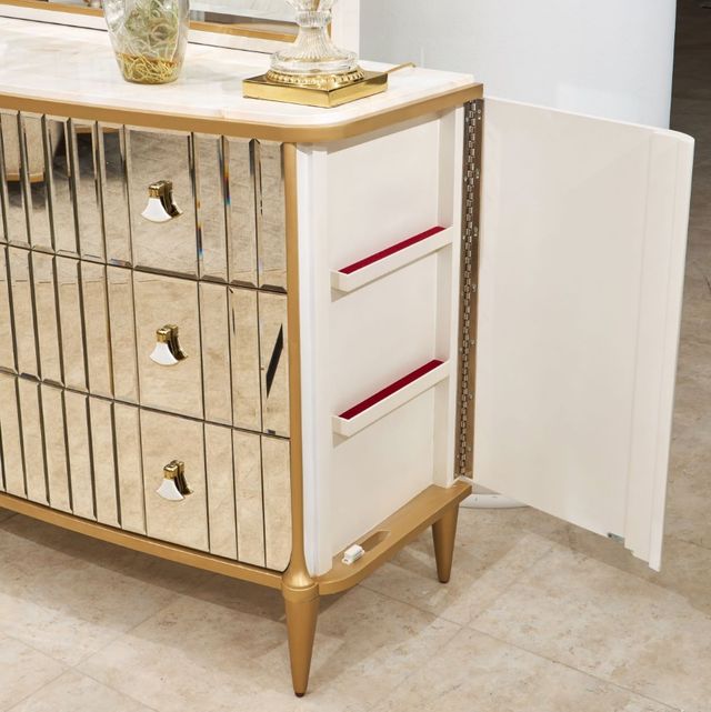 Michael Amini® Scotts Square Light Champagne Dresser with Mirror-2