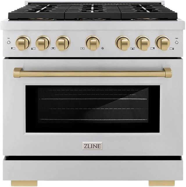 ZLINE Autograph Edition Paramount Series 36" Stainless Steel Pro Style Dual Fuel Range with Champagne Bronze Accents -0