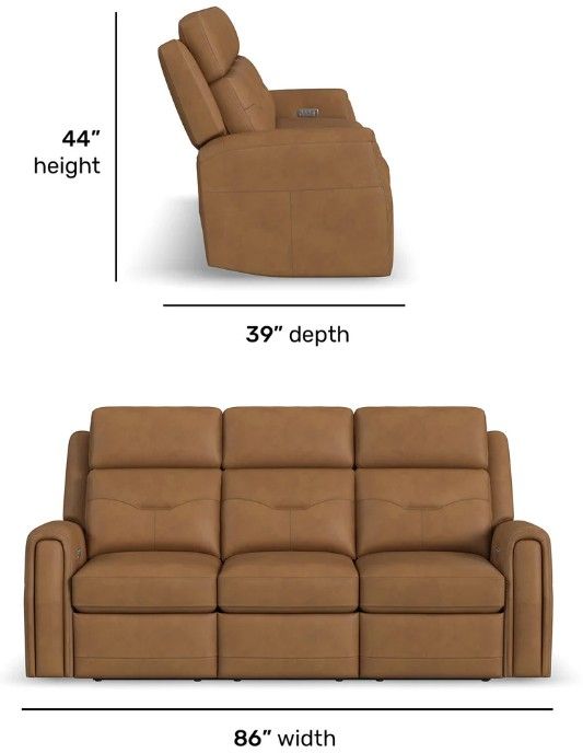 Flexsteel® Felix Toasted Almond Leather Power Reclining Sofa with Power Headrest and Lumbar-3