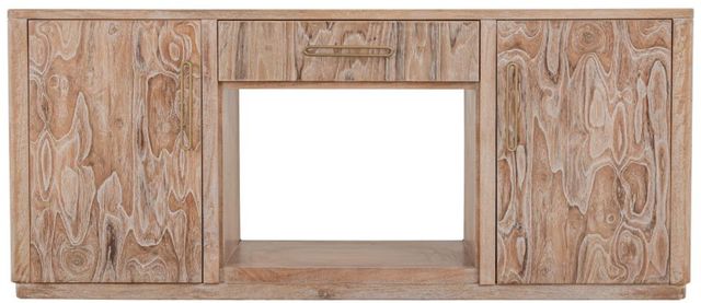 International Furniture Direct Balam White TV Stand with Fireplace-1