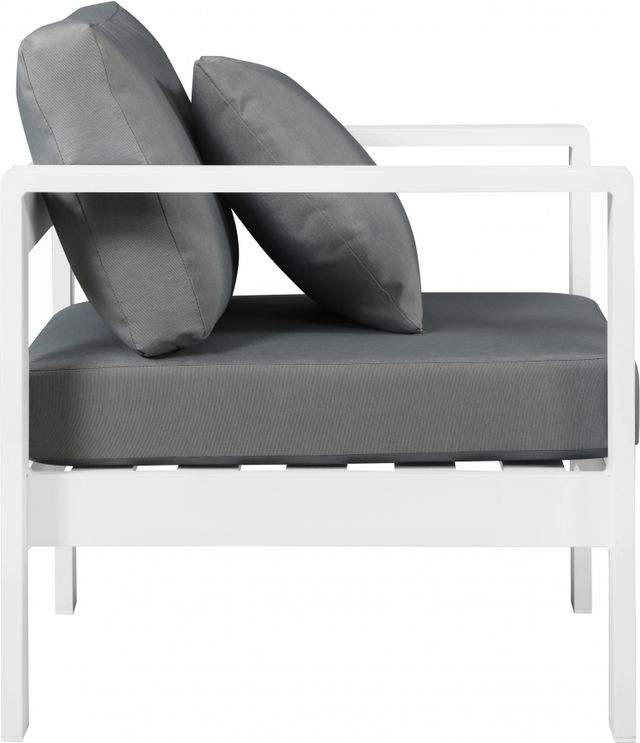 Meridian Furniture Nizuc Grey Waterproof Fabric Outdoor Patio Aluminum Armless Chair-2
