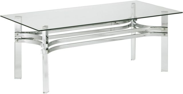 Signature Design by Ashley® Braddoni Glass Top Rectangular Coffee Table with Chrome and Acrylic Legs-0