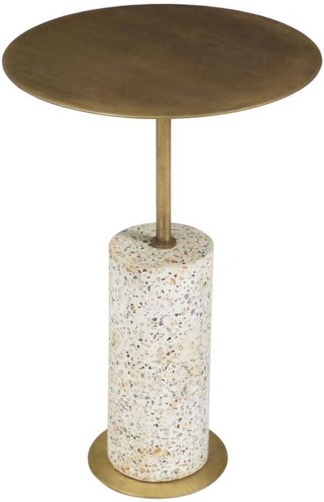 Moe's Home Collection Gabriel White Accent Table with Antique Brass Iron Top-0