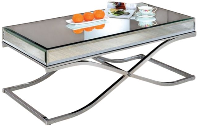 Furniture Of America® Sundance Mirror Coffee Table with Chrome Base-0