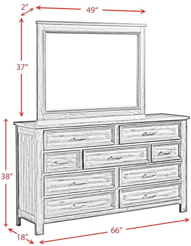 Elements International Sullivan Rich Cherry Dresser and Mirror-2