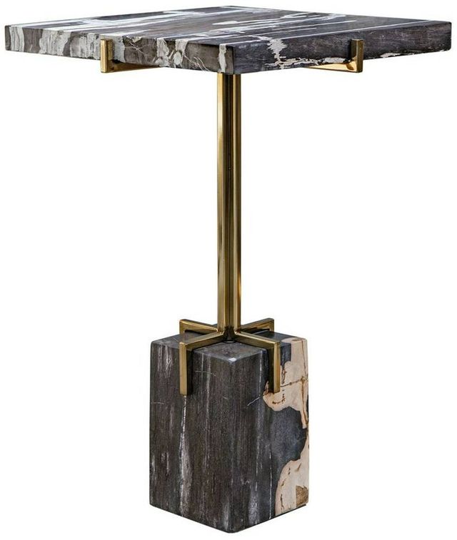 Uttermost® Rowman Woodtone End Table with Gold Base-0