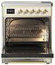 Ilve® Majestic III 30" Antique White Pro Style Induction Range with Solid Door and Brass Trim-1