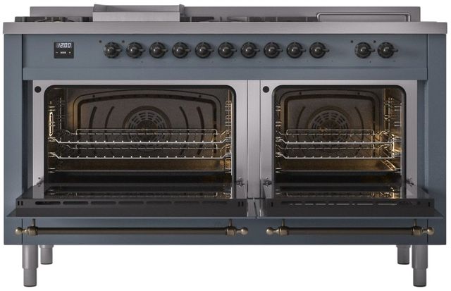 Ilve® Nostalgie II Series 60" Blue Grey Pro Style Dual Fuel Range-2