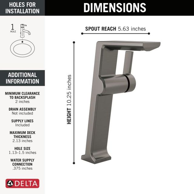 Delta Pivotal® Lumicoat® Black Stainless Single Handle Vessel Bathroom Faucet-1
