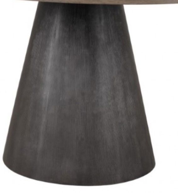 Furniture of America® Broager Rustic Oak Round Dining Table with Dark Walnut Base-4