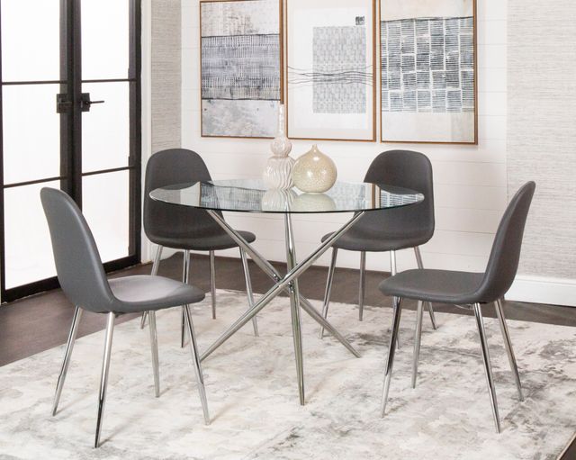 Cramco Eva Glass Top Round Dining Table with Chrome Base-3