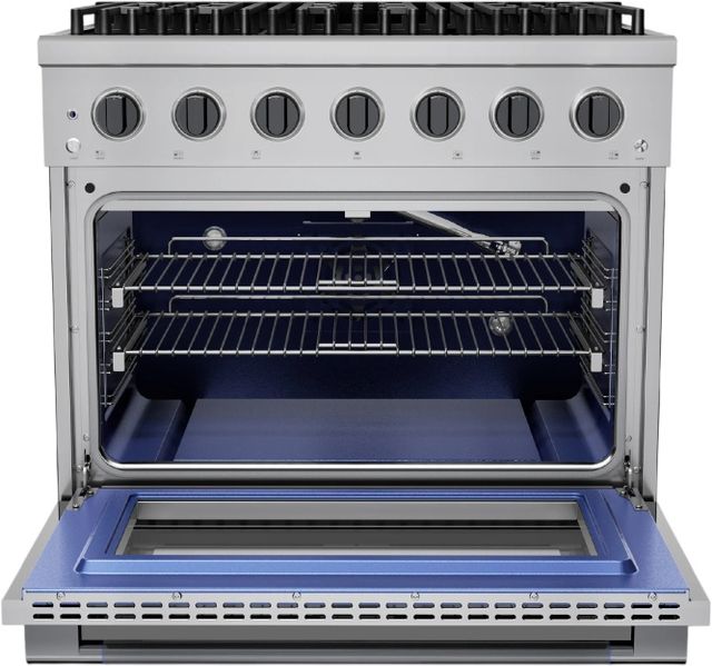 Hauslane HausPro Range 36" Stainless Steel Pro-Style Gas Range with Black Stainless Steel Knobs-2
