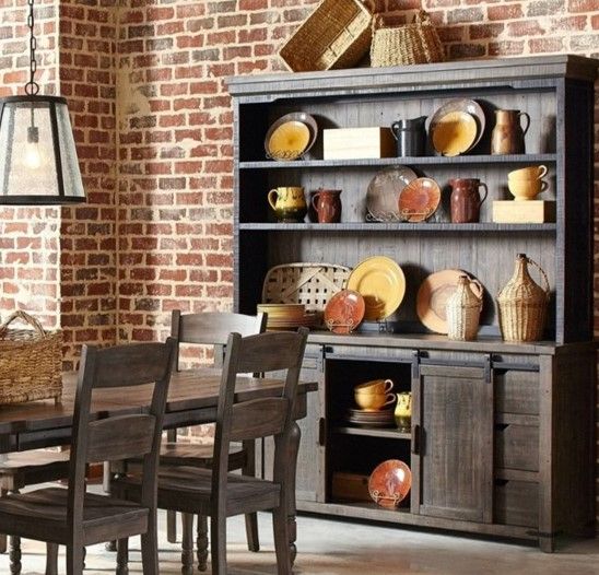 Jofran Inc. Madison County Vintage Black 70" Barn Door Server-1