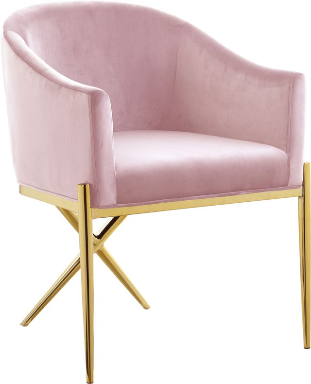 Meridian Furniture Xavier Pink/Gold Velvet Dining Chair-0