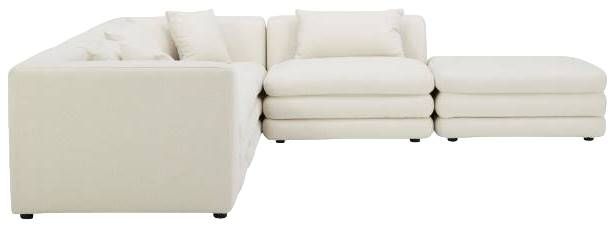 Moe's Home Collection Lowtide 5-Piece Warm White Sectional with Ottoman-2