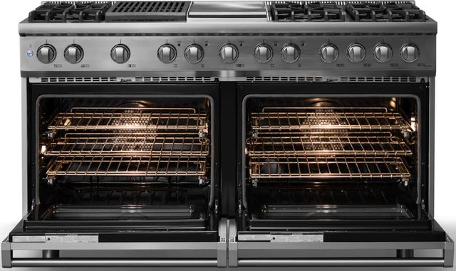 Viking® 5 Series 60" Stainless Steel Pro Style Dual Fuel (LP) Range with Polished Chrome Trim-1