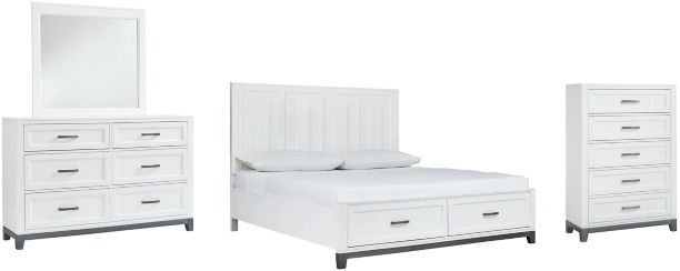 Benchcraft® Brynburg 4-Piece White Queen Storage Panel Bed Set-0