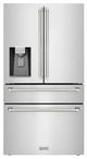 ZLINE Autograph Edition 36" 21.6 Cu. Ft. Stainless Steel Counter-Depth French Door Refrigerator with Water and Ice Maker in Fingerprint-Resistant and Polished Nickel Helix Handles-0