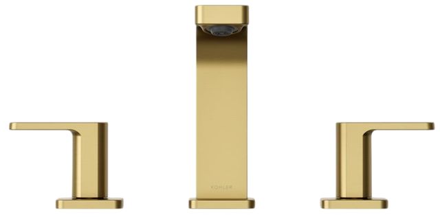 KOHLER® Parallel® Vibrant Brushed Moderne Brass 1.0 GPM Widespread Bathroom Sink Faucet-3