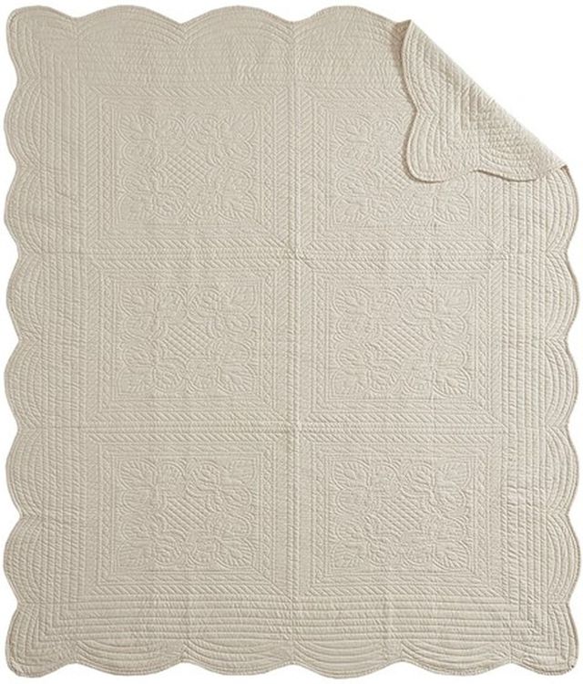 Olliix by Madison Park Cream Tuscany Oversized Quilted Throw with Scalloped Edges-0