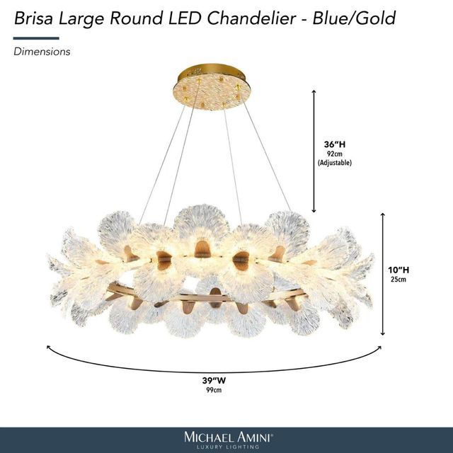 Michael Amini® Brisa Blue/Gold Large Round LED Chandelier-2