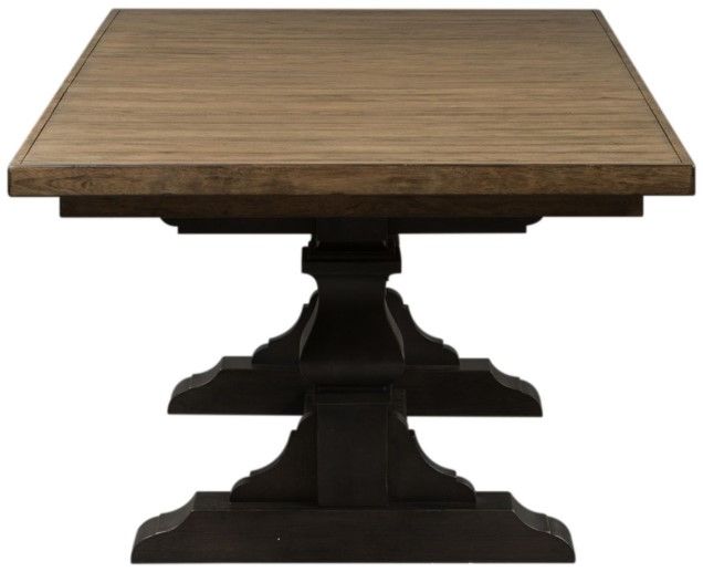 Liberty Furniture Harvest Home Barley Brown Trestle Dining Table with Chalkboard Base-3