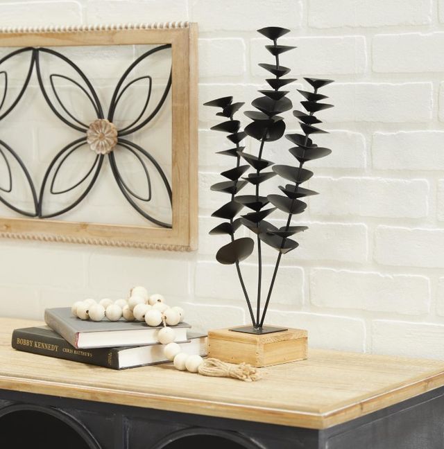 Deco Marche Black 9'' Leaf Sculpture-4