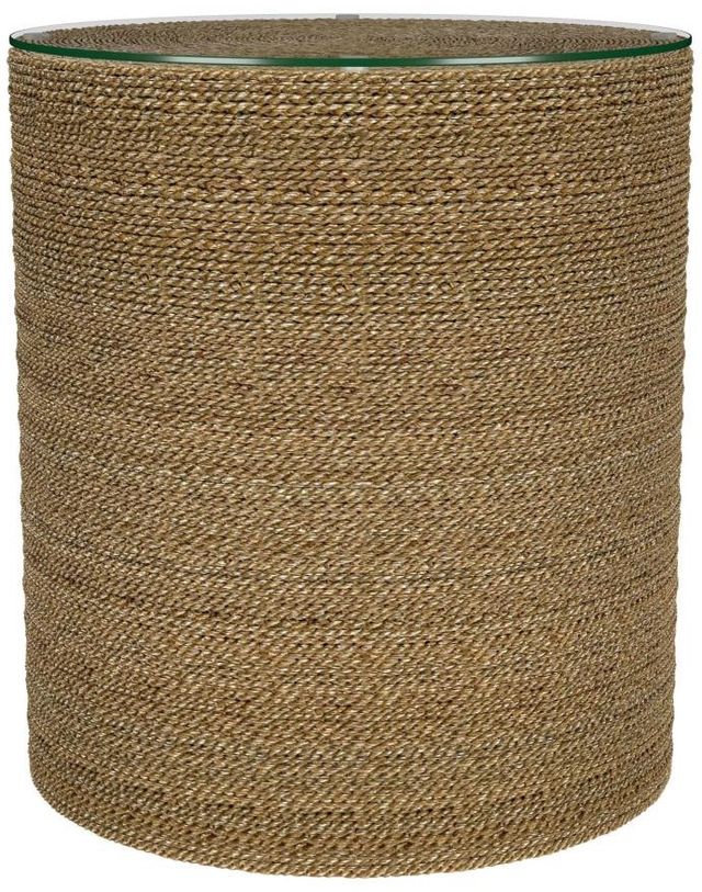 Coaster® Halden Glass Top Round Accent Side Table with Light Brown Base-0