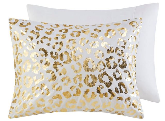 Olliix by Intelligent Design Lillie Gold/Ivory Twin/Twin XL Metallic Animal Printed Comforter Set-4