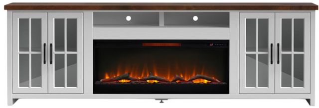 Legends Home Hampton Barnwood/Jasmin White Fireplace Console