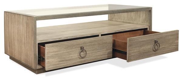 Riverside Furniture Sophie Glass Top Rectangular Coffee Table with Natural Base-1