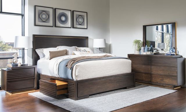 Legacy Classic Architect Onyx Queen Bookcase Panel Bed with 1-Side Storage-1