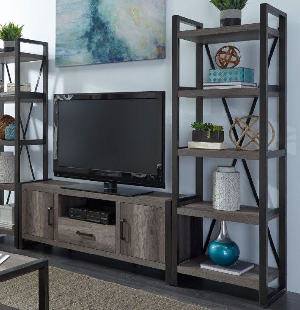 Liberty Furniture Tanners Creek Dark Pewter/Graystone Tall Pier Unit-1