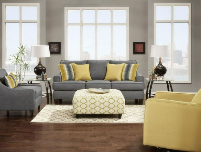 Fusion Furniture Cash Citrine Beige/Yellow Ottoman-1