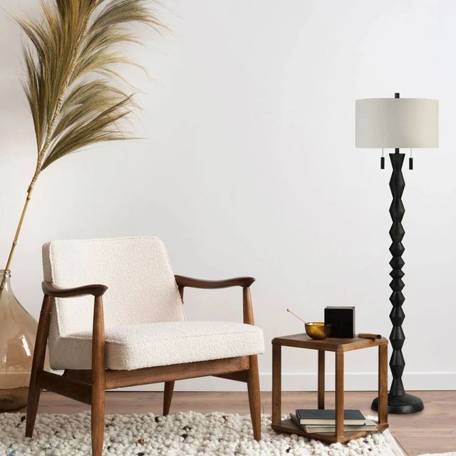 Renwil® Everren Phyllis Cream/Matte Black Floor Lamp-3