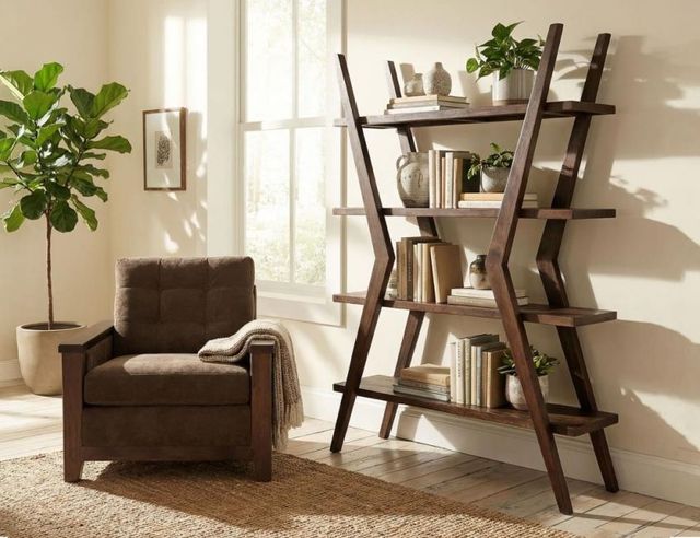 International Furniture Direct Moka Brown Etagere Bookcase-1