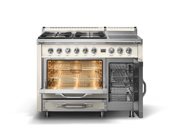 Viking® Tuscany 48" Pure White Pro Style Dual Fuel Range with 2 Induction-1