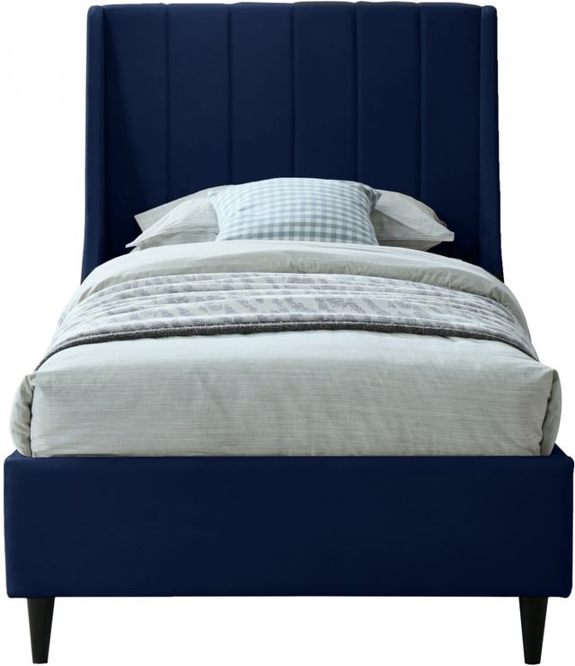 Meridian Furniture Eva Navy Velvet Twin Bed-1