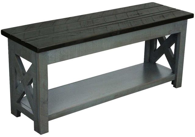 American Heartland Manufacturing Rustic Two Tone Bench with Open Shelf-0