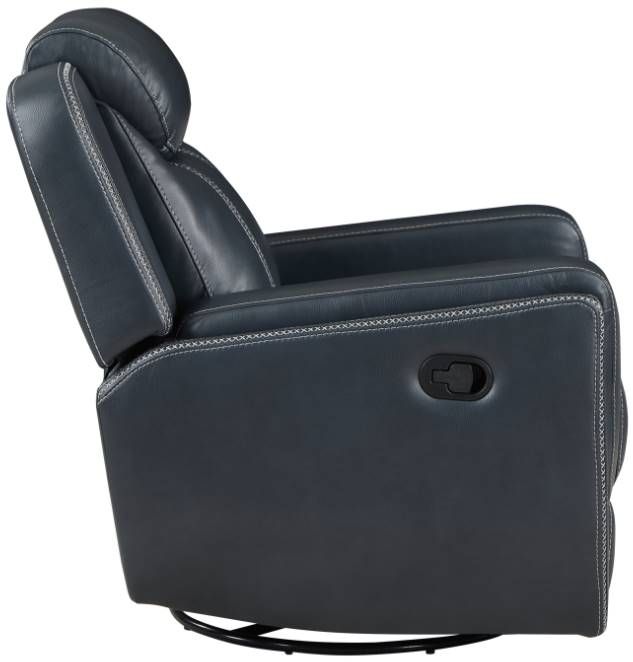 Homelegance® Littleton Blue Swivel Glider Manual Reclining Chair-3