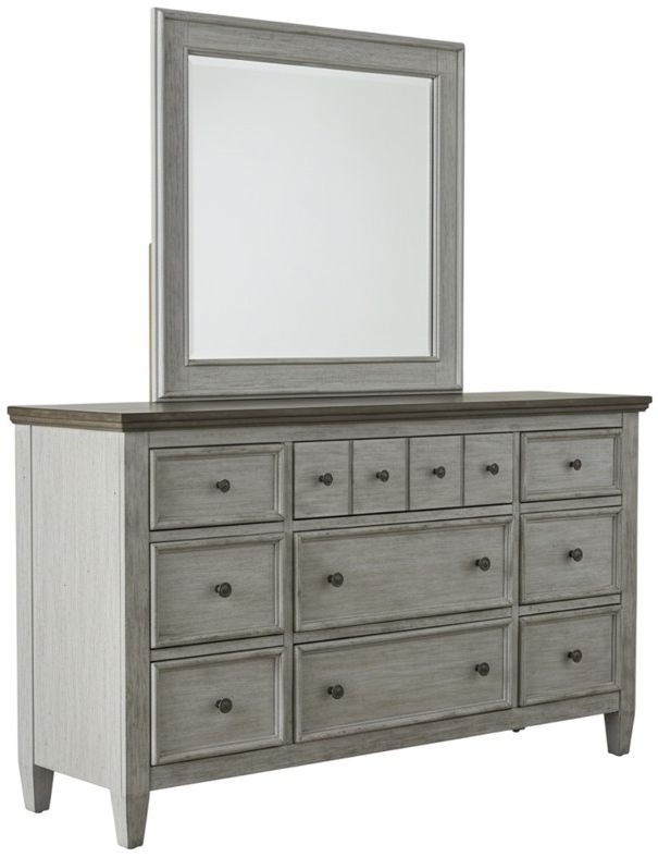 Liberty Furniture Heartland Antique White/Tobacco Dresser and Mirror-0