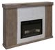 International Furniture Direct Natural Parota Brown Electric Fireplace -0