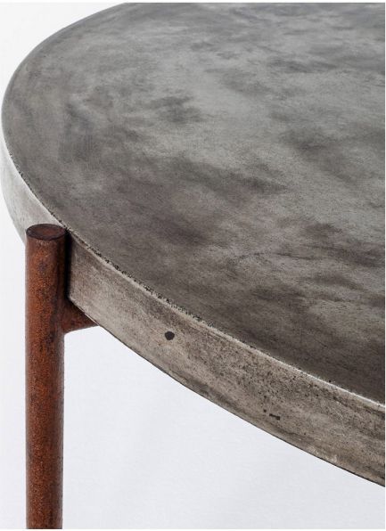 Moe's Home Collection Mendez Dark Grey Concrete Outdoor Coffee Table with Brown Metal Legs-2