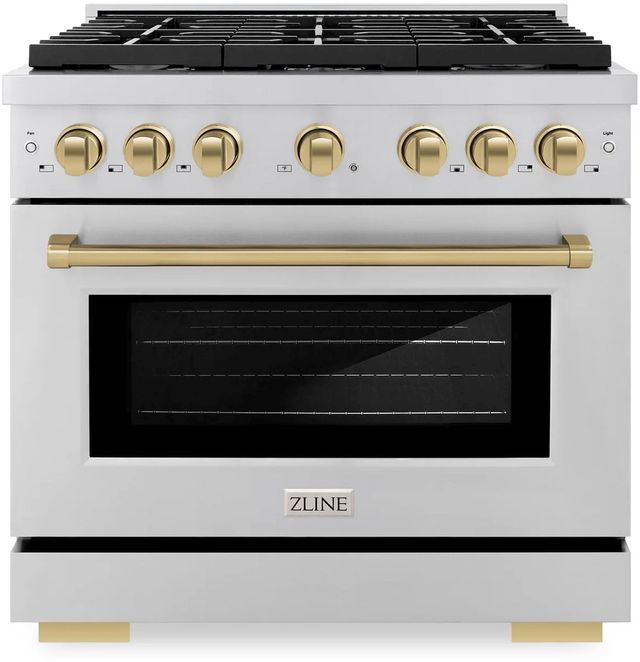 ZLINE Autograph Edition Paramount 36" Stainless Steel Pro Style Dual Fuel Range with Champagne Bronze Accents-0