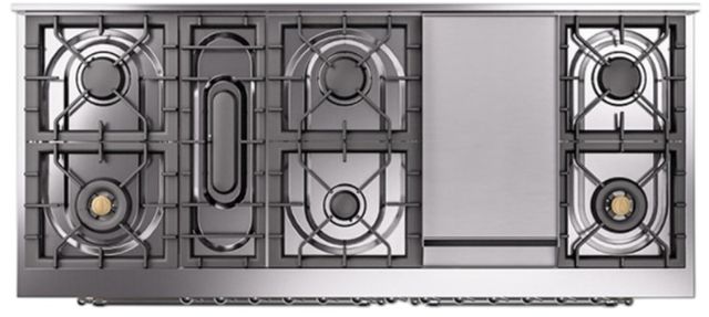 Ilve® Nostalgie II Noblesse 60'' Antique White Pro Style Dual Fuel Range with Chrome Trim-3