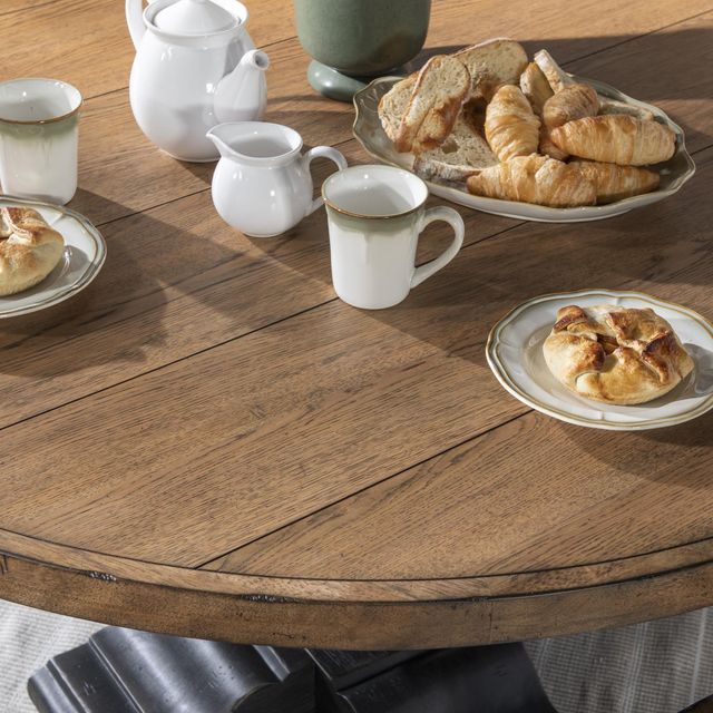 Legacy Classic Vintage Market Barnwood Oak Dining Table with Kettle Black Base-2