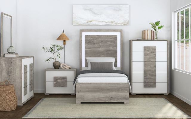 Elements International San Matteo Dual Tone Twin Panel Bed-2