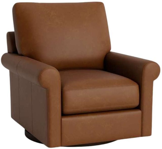 Bassett® Furniture Customizable True Custom® Leather Roll Arm Swivel Chair-0
